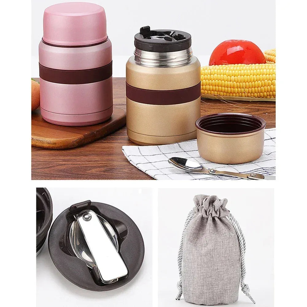 Thermos Alimentaire Isotherme 350ML500ML Inox avec Conteneurs lunchbox