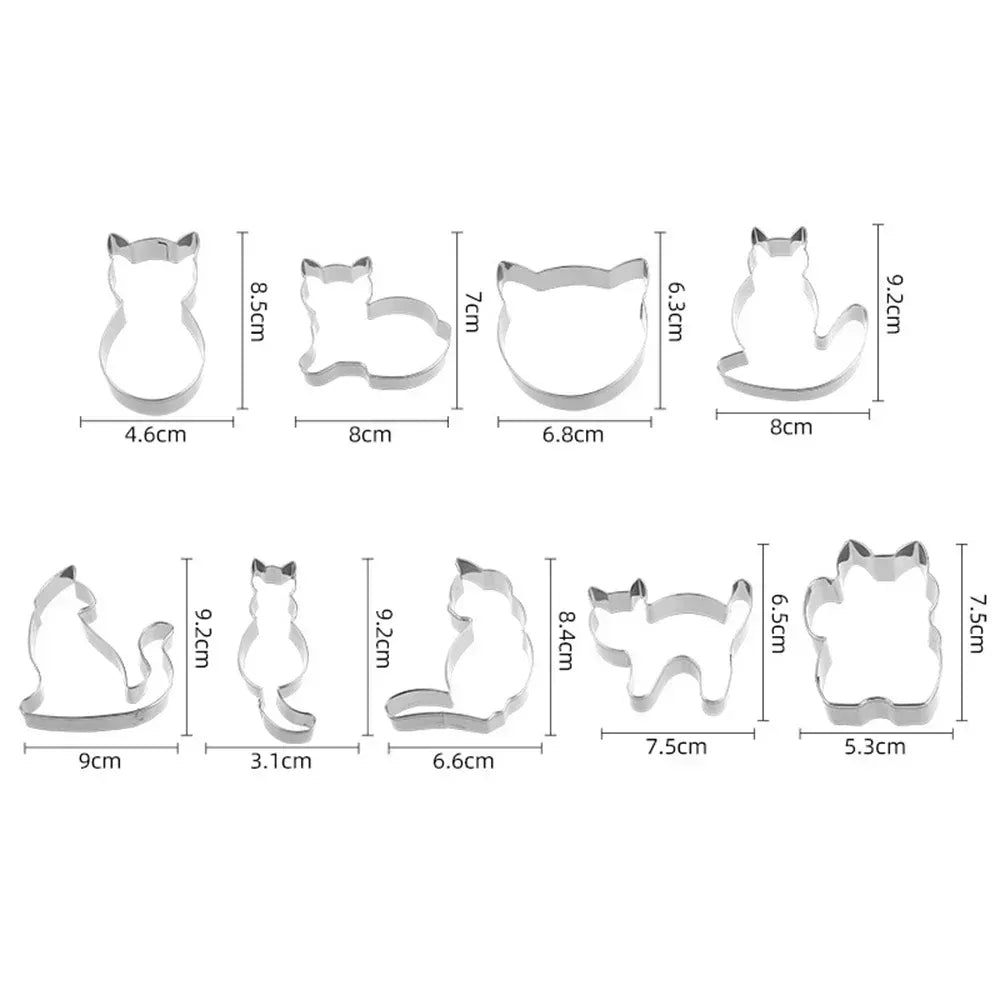 Emporte-pièces en inox 9 pièces - Formes de chats pour biscuits emportepieces