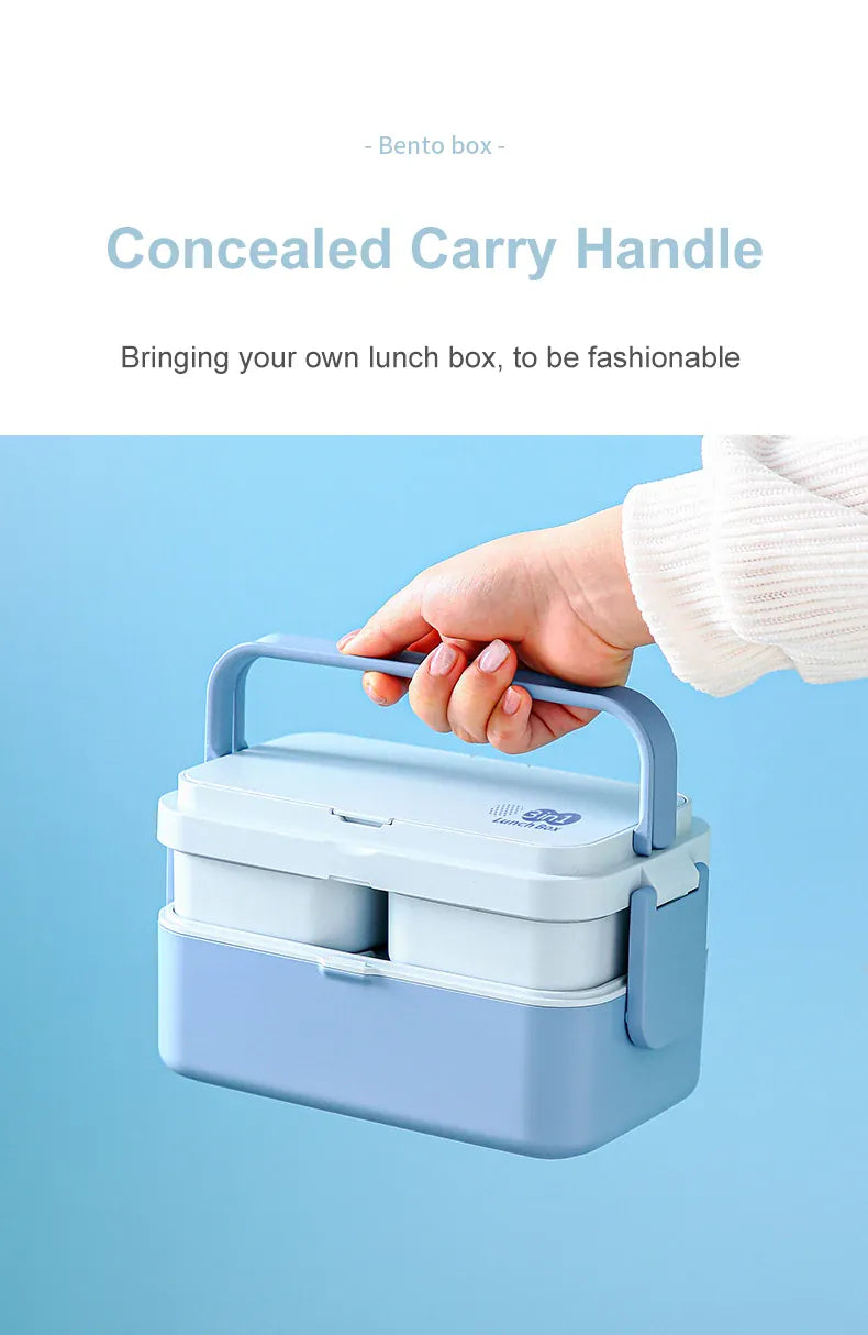 Bento 2 Étages Bambou 760ml + 1200ml | Micro-ondable et Compartimenté Bento