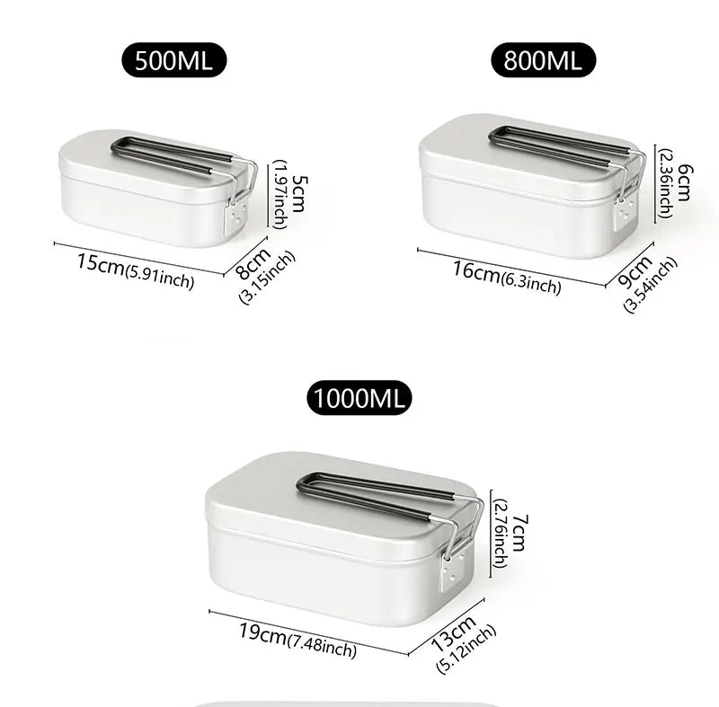 Bento Aluminium 2 Compartiments Pliables pour Camping et Pique-Nique Bento