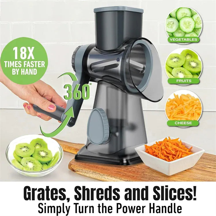 Râpe rotative 3 en 1 avec accessoires pour fromage et légumes Coupe Légumes
