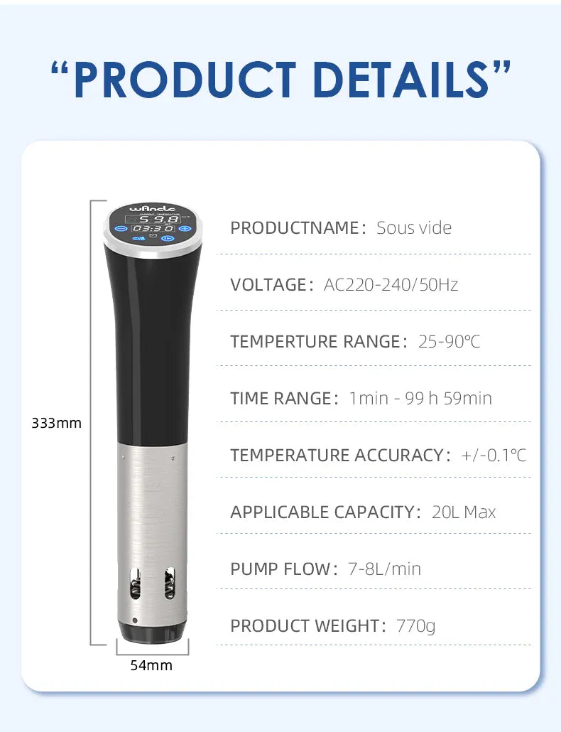 Cuiseur Sous Vide à Immersion 1100W Écran LCD Étanche IPX7 sv