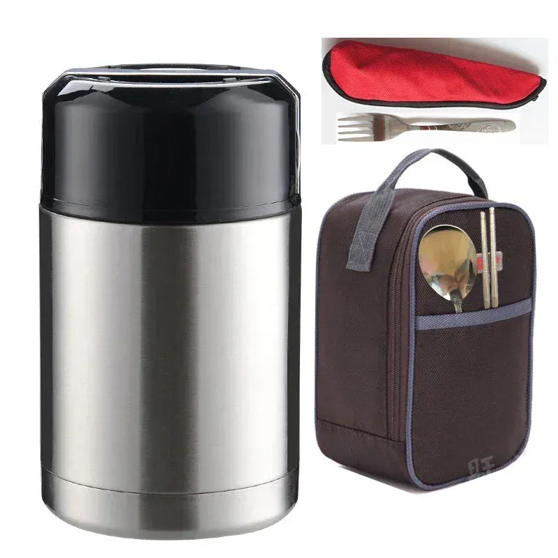 Thermos Alimentaire Inox — Isotherme 24h avec Pochette et Couverts lunchbox