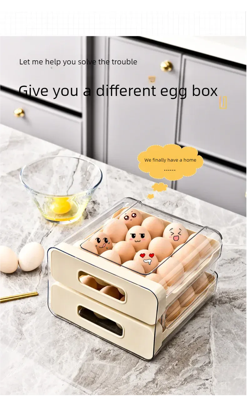 Organiseur de Rangement Frigo pour 32 Œufs | Double Couche