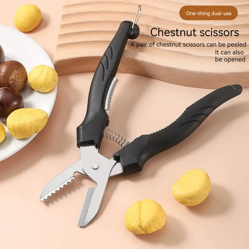 Ciseaux de cuisine multifonctions en acier pour éplucher châtaignes ciseaux