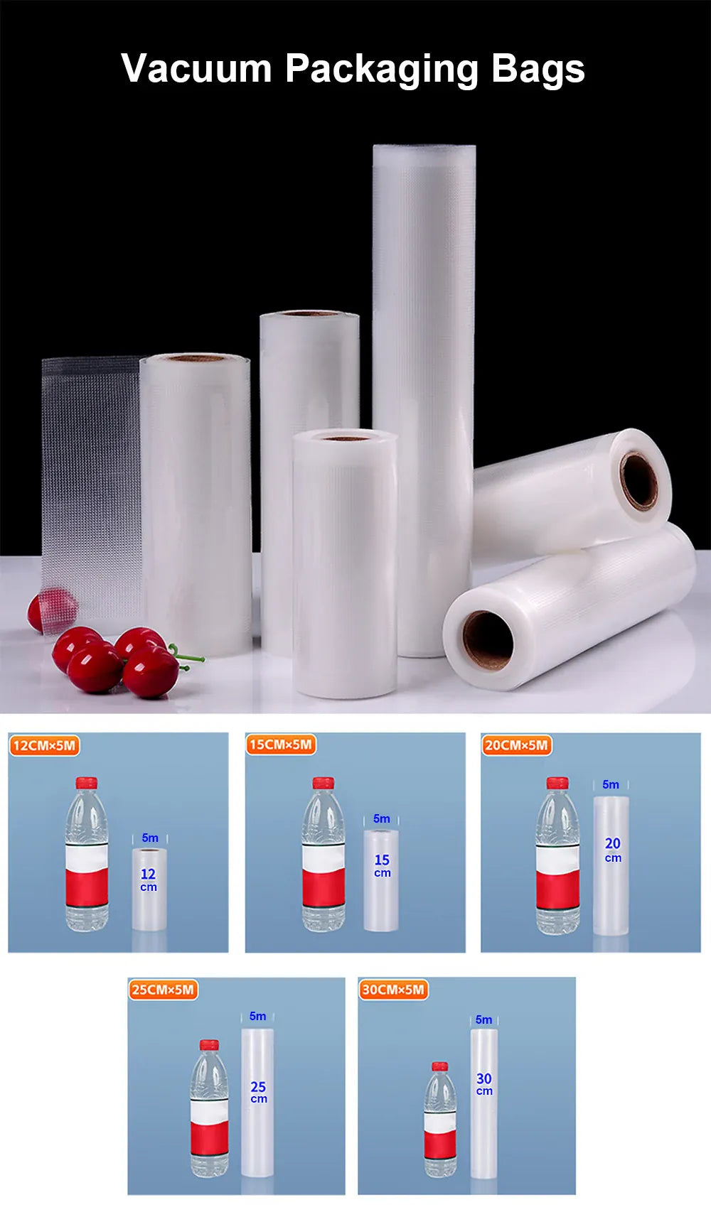 Sacs Sous Vide Rouleaux 500cm | Lot de 5 | Hermétiques et Pratiques