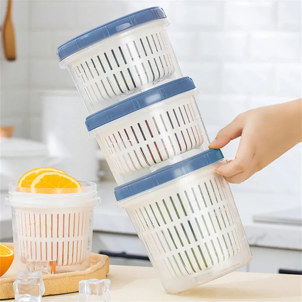 Boîte de Rangement Frigo Hermétique 700ml avec Grille Égouttoir