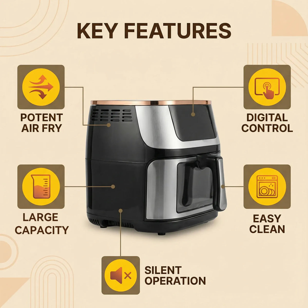 Friteuse Sans Huile 10L 1350W Écran Tactile 7 Programmes airfryers