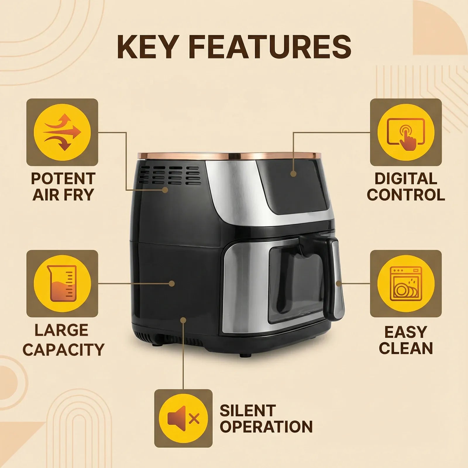 Friteuse Sans Huile 10L 1350W Écran Tactile 7 Programmes airfryers