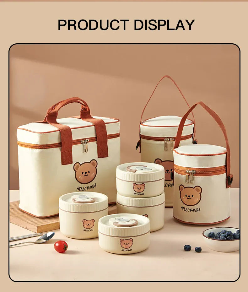 Ensemble de 2 Lunchbox cylindriques isothermes pour enfants (1 litre) Lunchbox