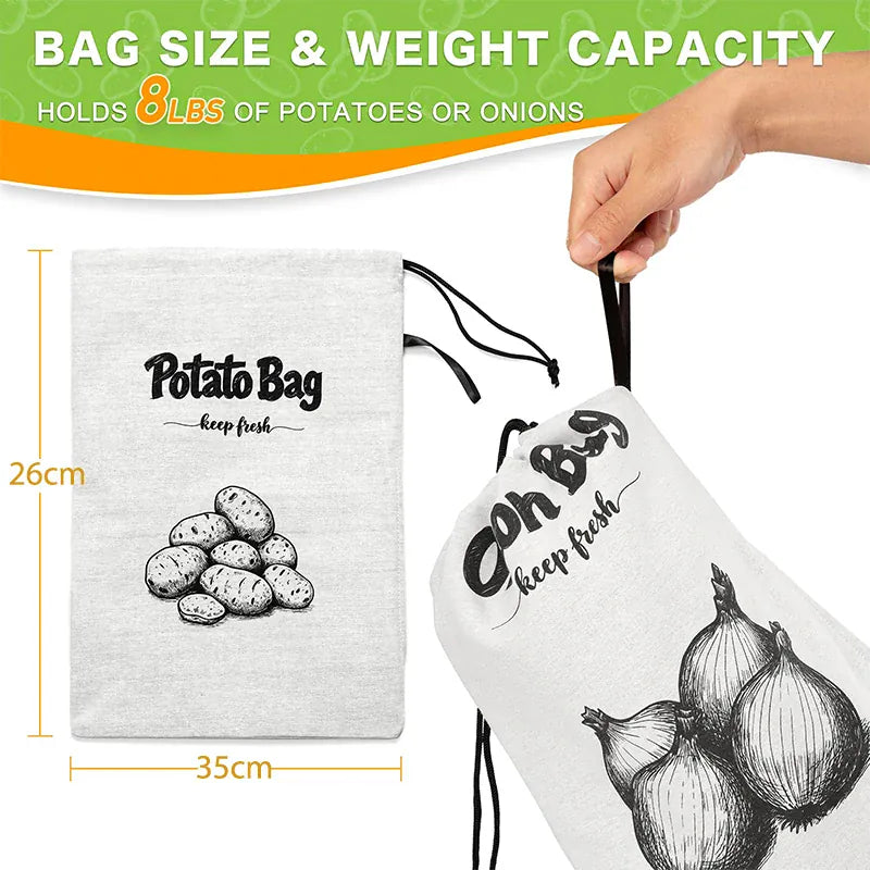 Sacs de conservation pommes de terre et oignons, lot de 2 réutilisables