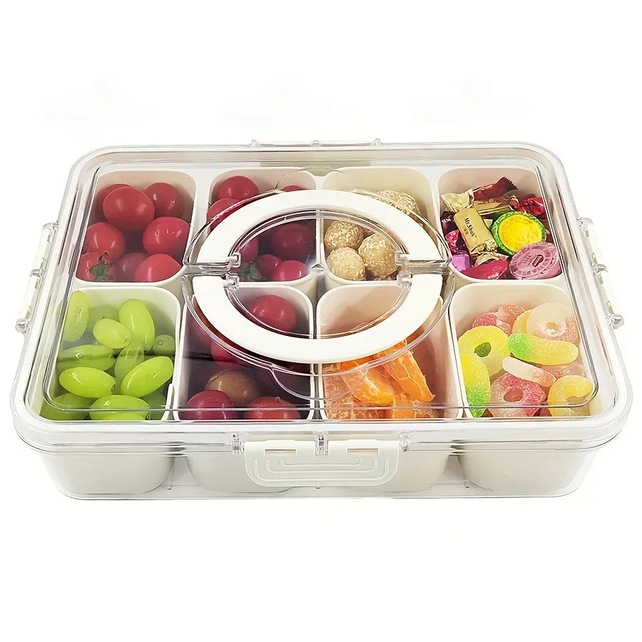Boîte Snack Organiseur 4 Compartiments Empilable avec Couvercle