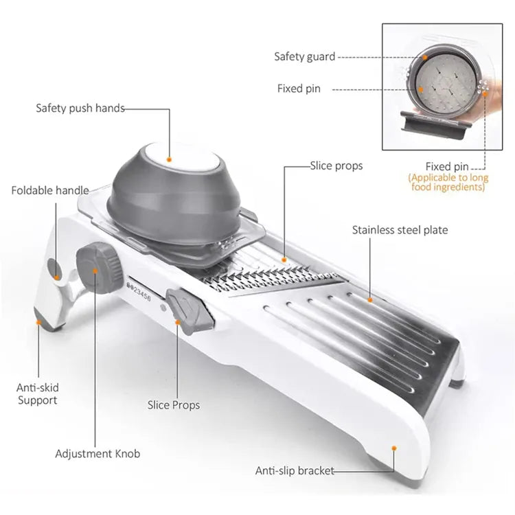 Mandoline 18 en 1 Réglable en Acier Inoxydable | Râpe à Légumes Mandoline