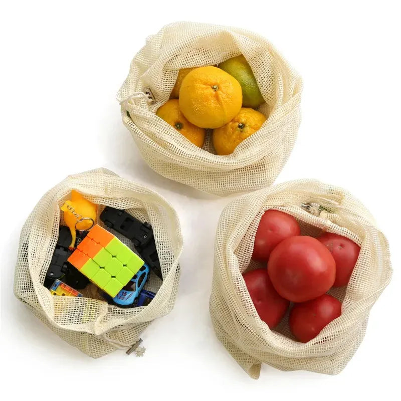Sacs Filet en Coton Bio - Réutilisables et Écologiques - Lot de 5