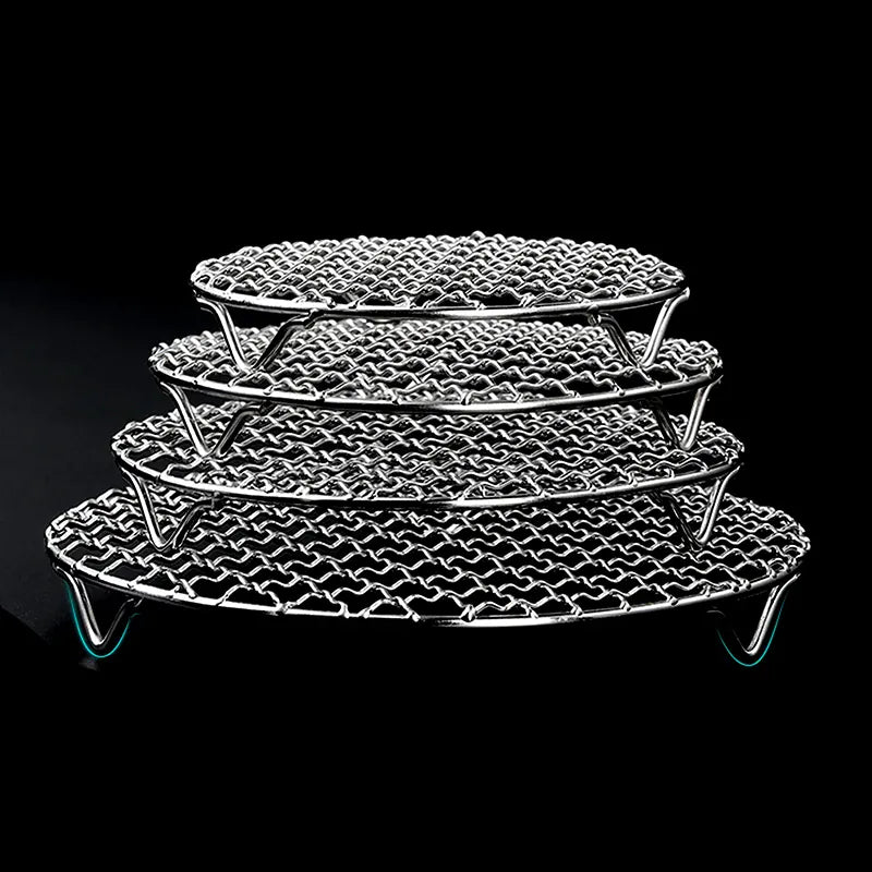 Grille Inox Air Fryer Rond Empilable - Rack de Cuisson Anti-corrosion Air Fryer