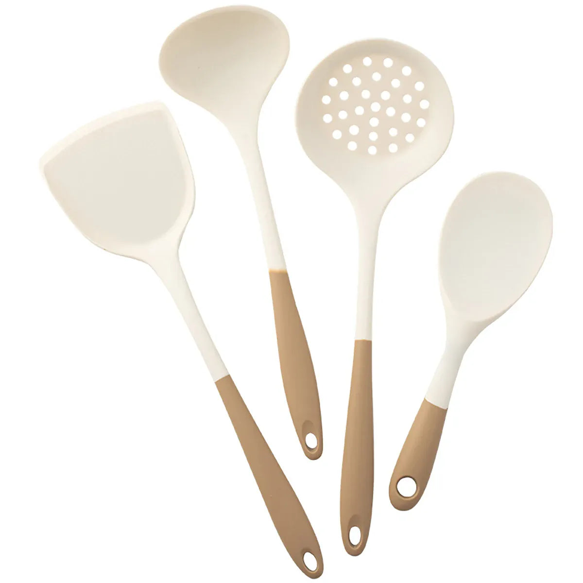 Set Ustensiles Silicone 4 pièces | Spatule Louche Cuillère à Soupe spatule en silicone