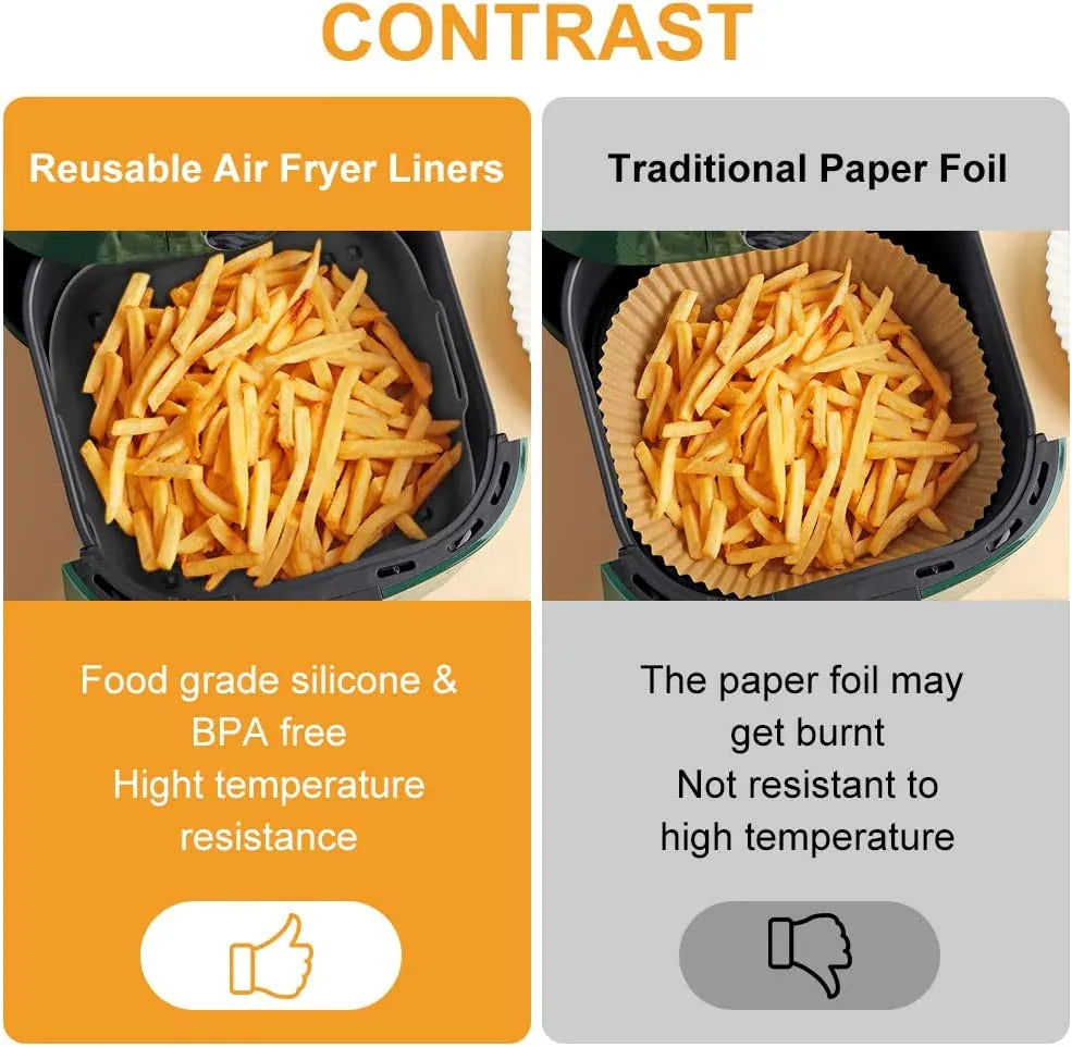 Moule Silicone Air Fryer Réutilisable Carré - Facile à Nettoyer Air Fryer