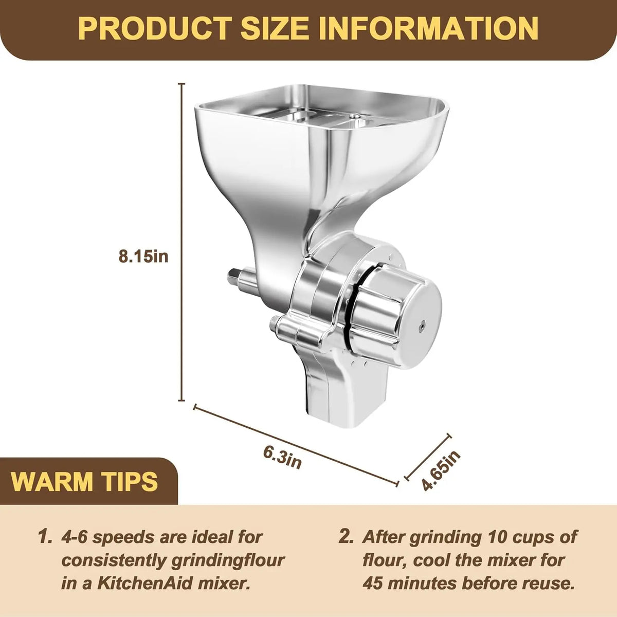 Moulin à Grains pour Robot KitchenAid — Inox, 12 Niveaux de Mouture KitchenAid