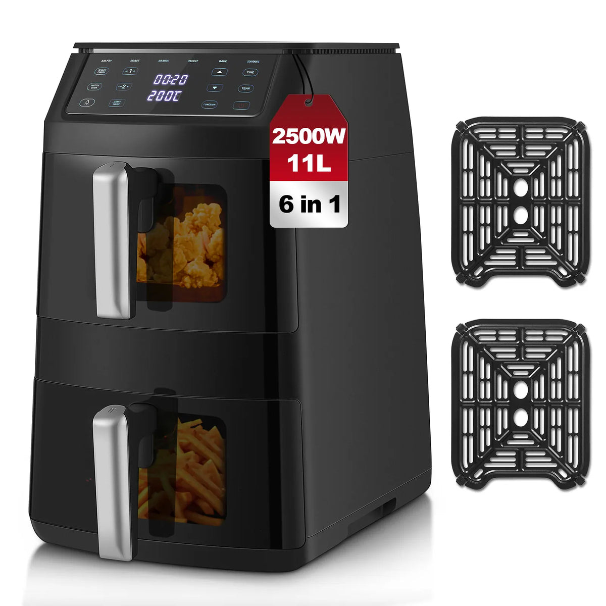 Friteuse Sans Huile Double Panier 11L 2500W 6 en 1 Écran Tactile airfryers