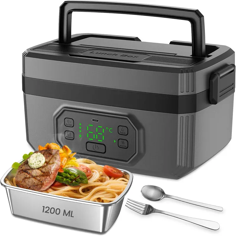 Lunch Box Chauffante Sans Fil 1,2 L — Batterie 21 000 mAh, Inox 304, Maintien au Chaud 7 h lunchboxchauf