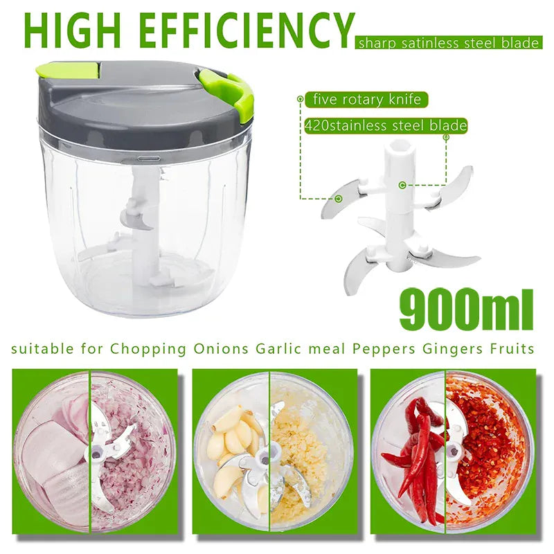 Hachoir Manuel 520ml 900ml | Couper Légumes et Ail Portable hachoir manuel