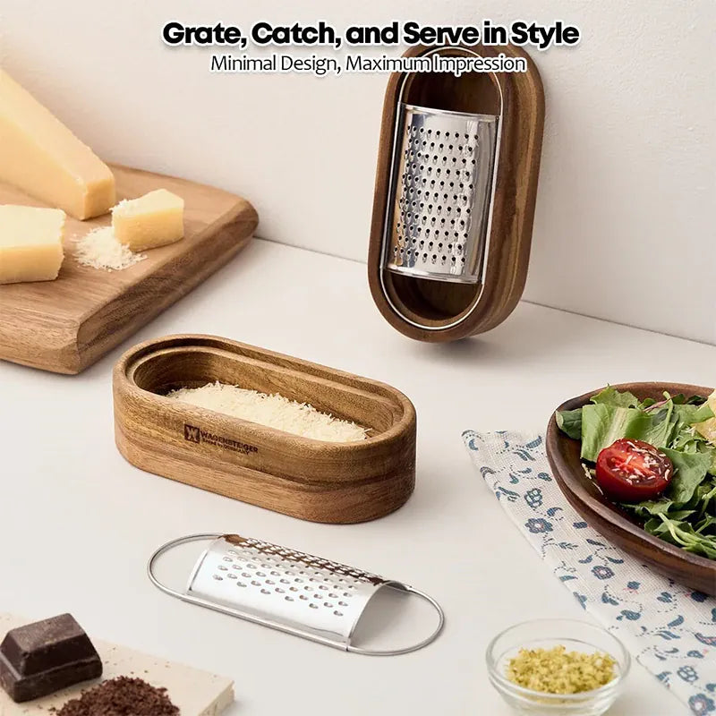 Râpe à Fromage en Acier Inox 304 avec Conteneur en Bois rape