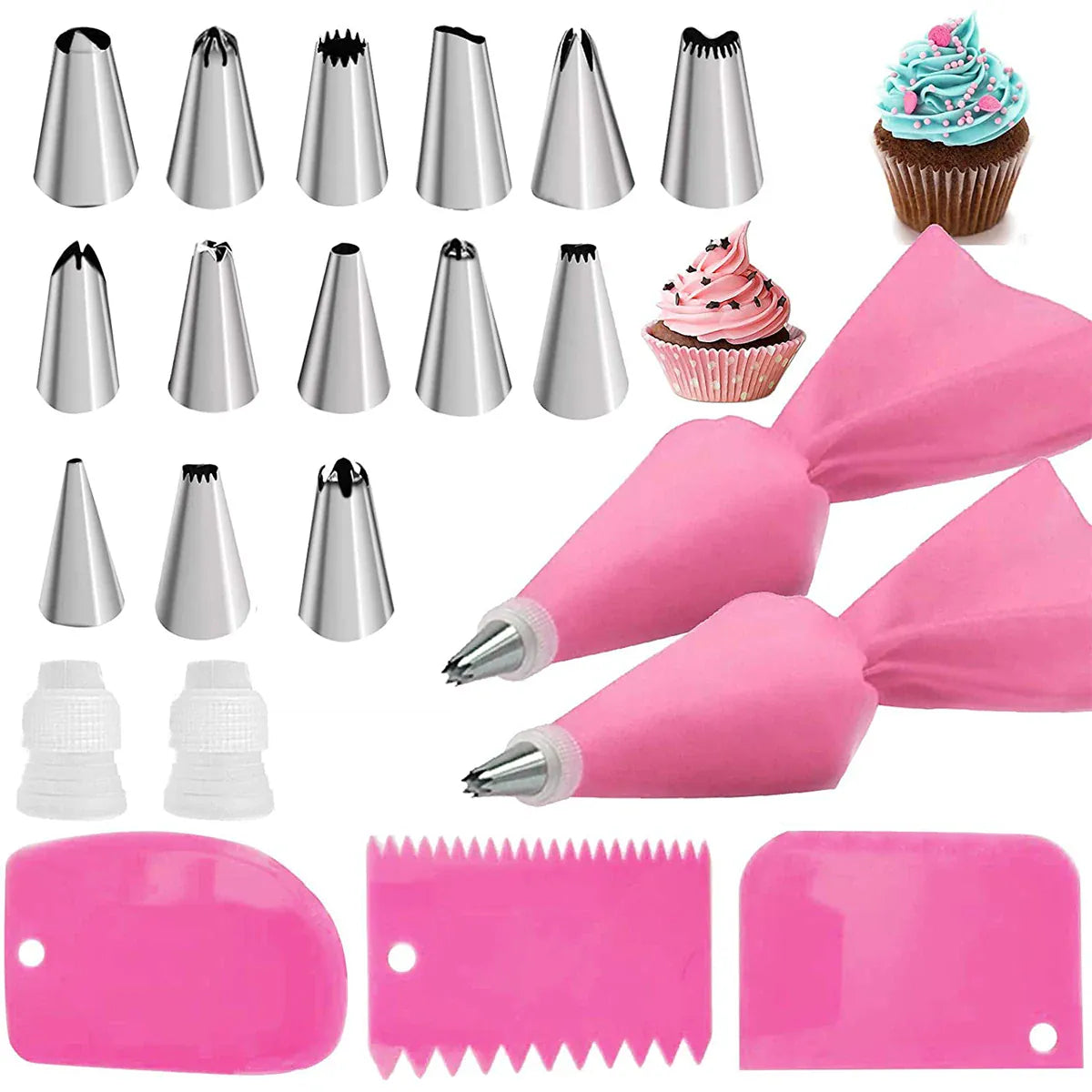 Poches à Douille en Acier Inoxydable - Kit de 21 Accessoires de Décoration douillepoche