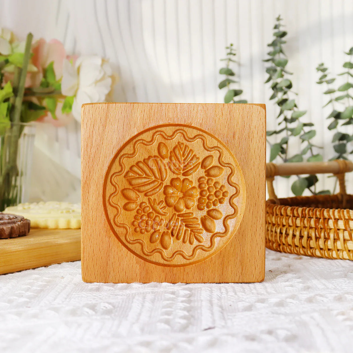Emporte-pièce en bois floral 3D pour biscuits et gâteaux - 1 pièce emportepieces