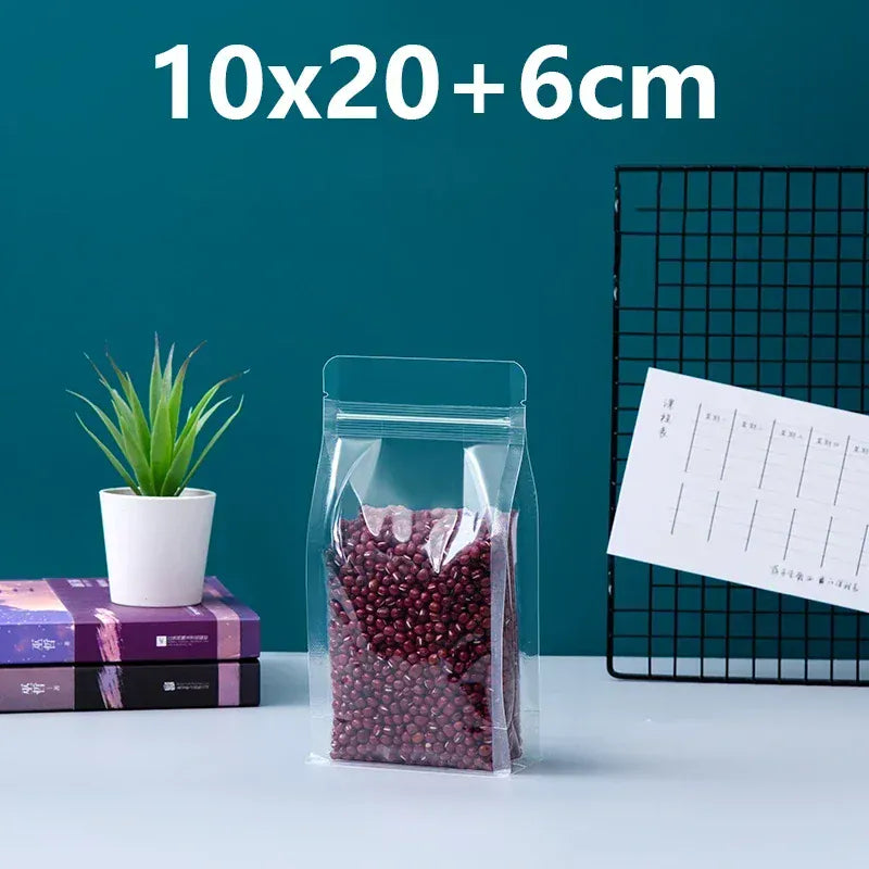 Sachets Zip Alimentaires Transparent Lot de 50 Pièces avec Poignée