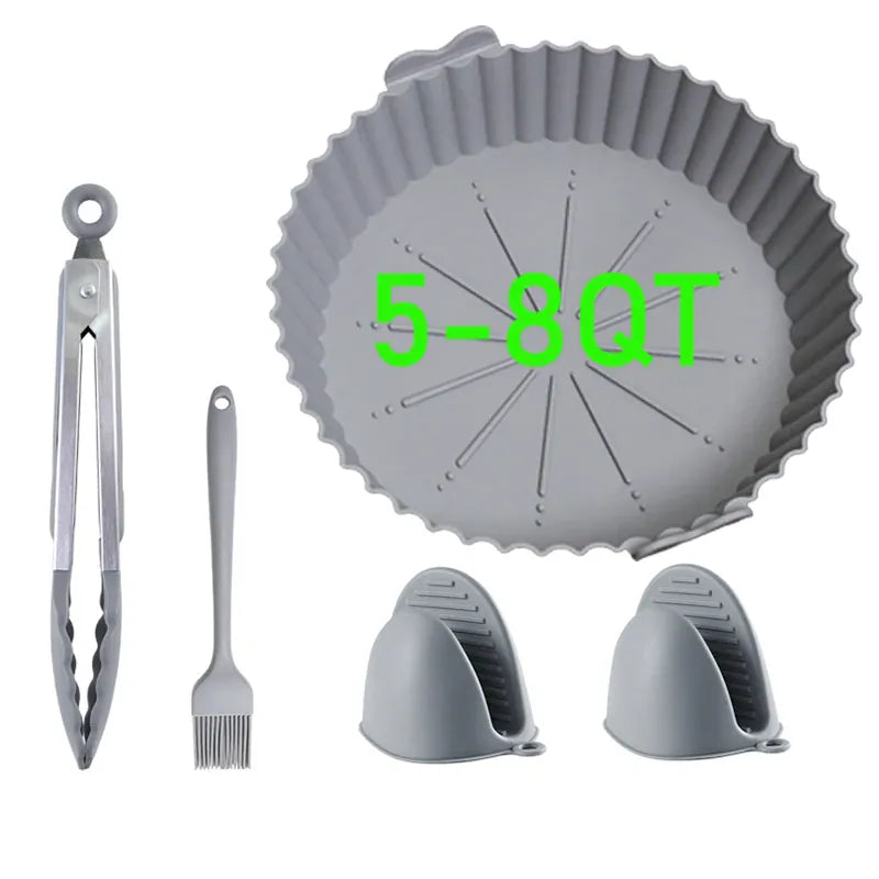 Moule Silicone Réutilisable Air Fryer Rond et Carré - Lot de 2 Pièces Air Fryer