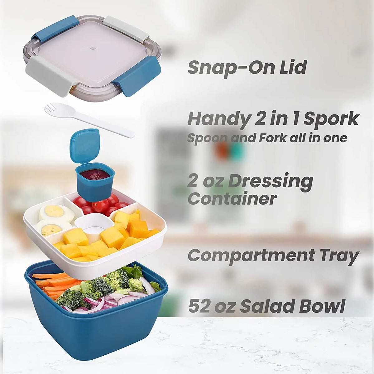 Bento à 2 Étages avec Compartiments Hermétiques - 1000 à 1500ml Bento