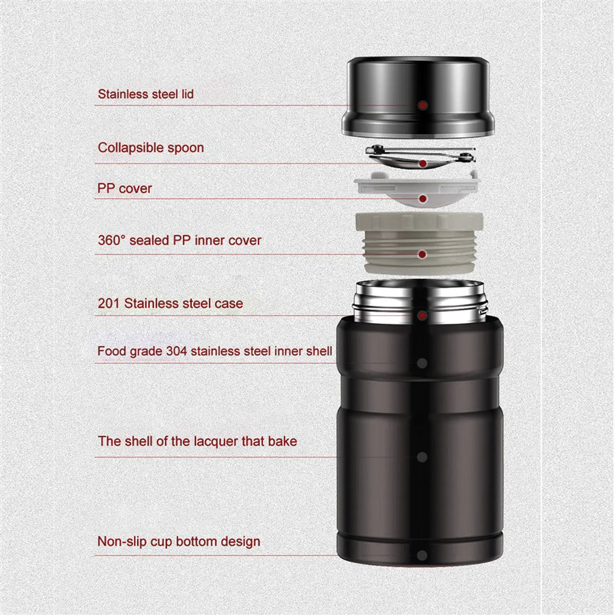 Thermos Alimentaire Inox 750ml | Conteneur Soupe avec Cuillère lunchbox
