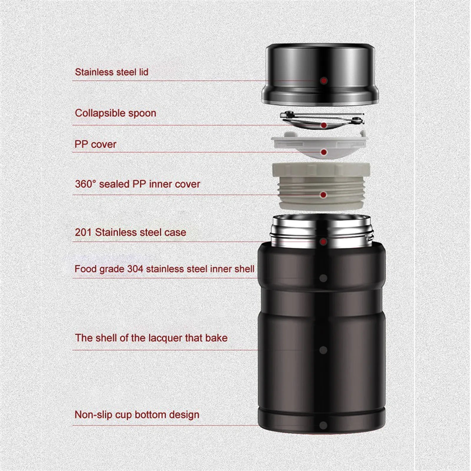 Thermos Alimentaire Inox 750ml | Conteneur Soupe avec Cuillère lunchbox