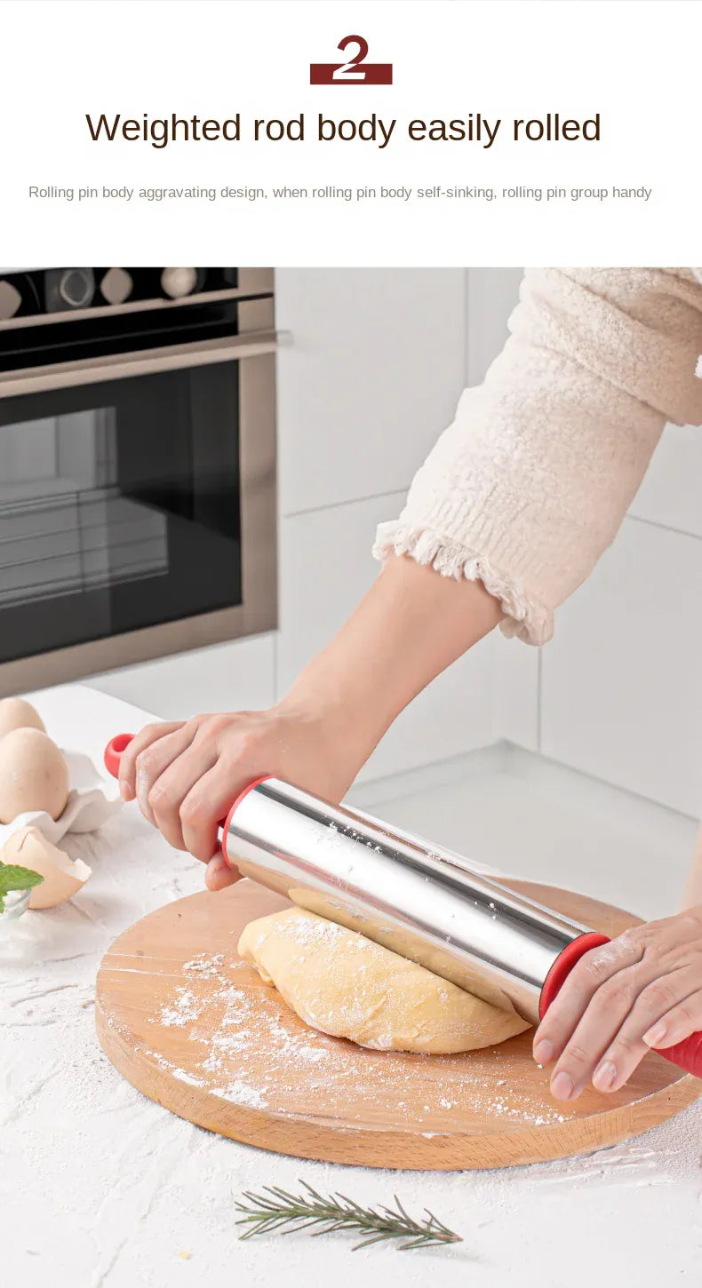 Rouleau à pâtisserie en acier inoxydable pour biscuits et tartes rouleaupatisserie