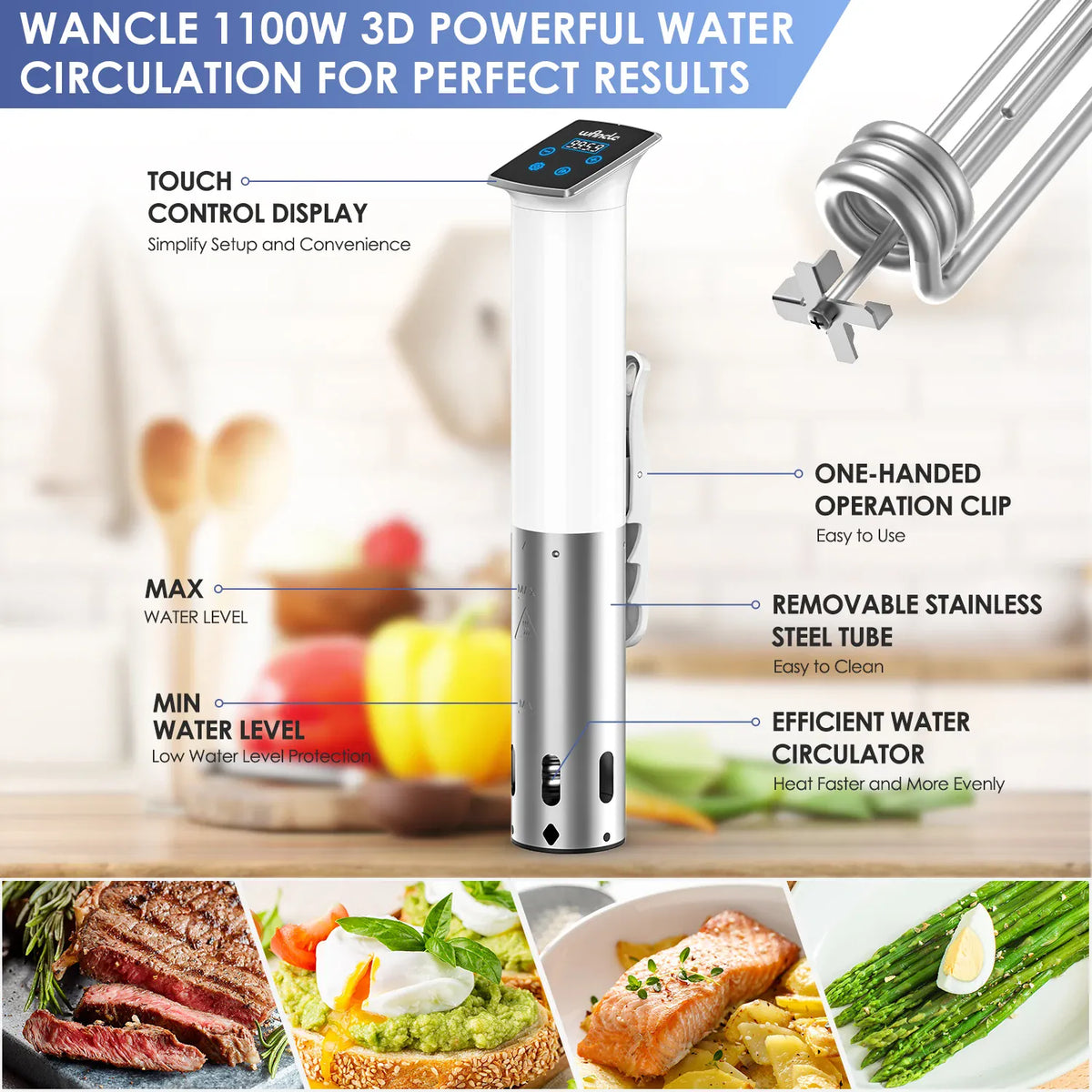 Cuiseur Sous Vide à Immersion 1100W Étanche avec Affichage LED sv