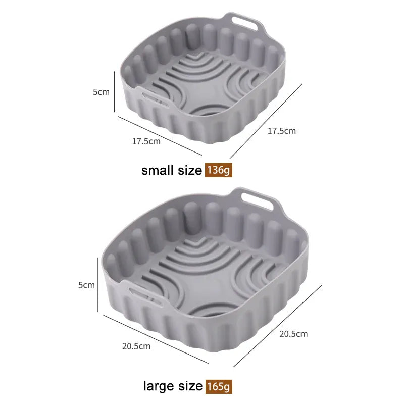 Moule Silicone Réutilisable Air Fryer Rond et Carré - Lot de 2 Pièces Air Fryer
