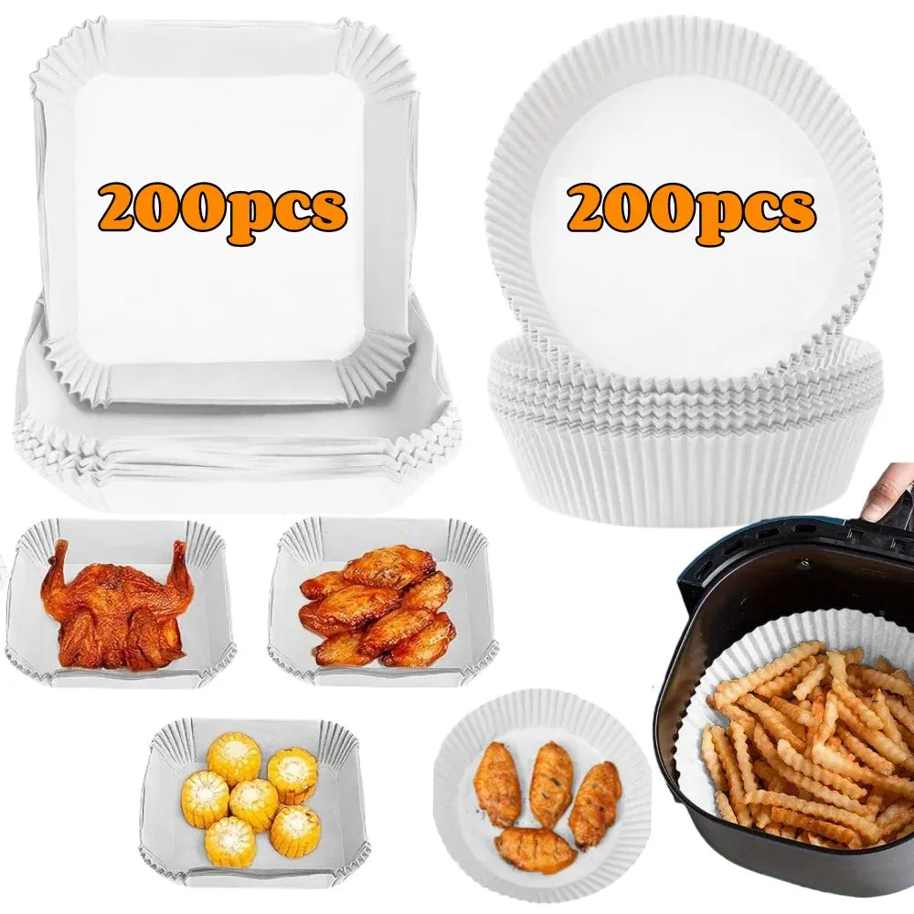 Papier Cuisson Air Fryer Jetable Antidérapant Rond - Lot de 200 Air Fryer