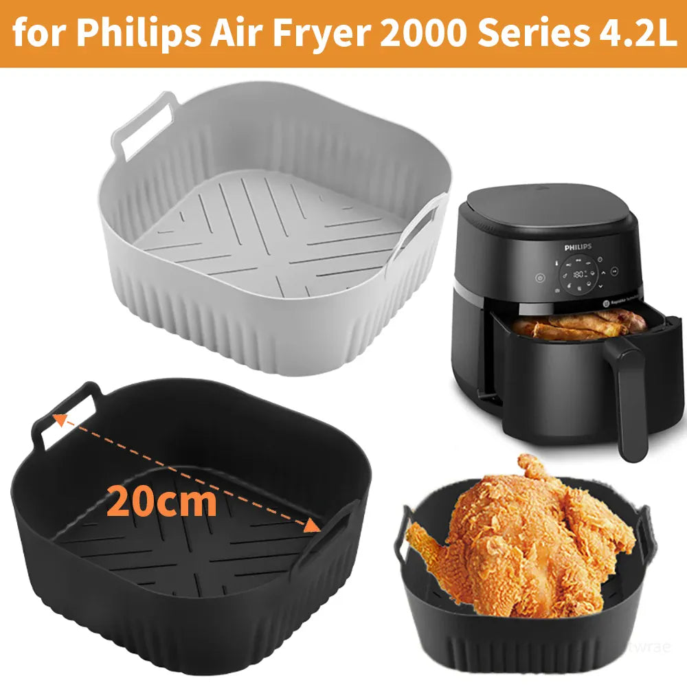 Moule Silicone Air Fryer Réutilisable 20cm Carré - Lot de 1 Air Fryer