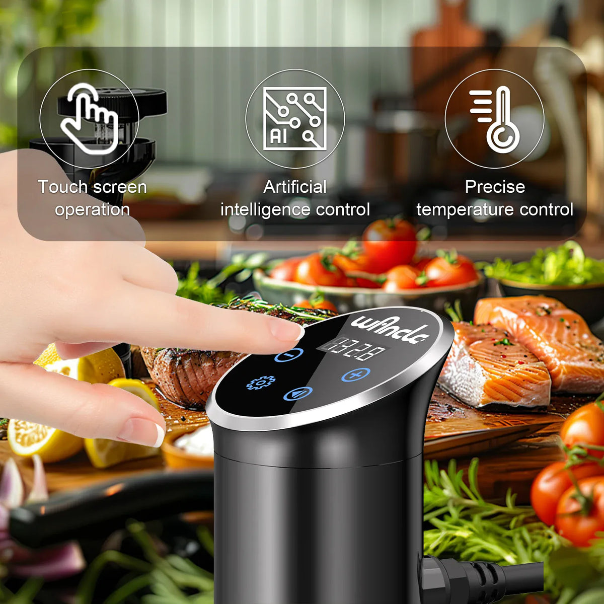 Cuiseur Sous Vide à Immersion 1100W IPX7 Écran Tactile Précision ±0,1 °C sv