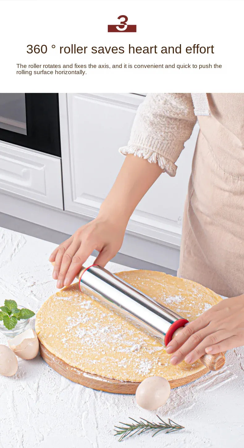 Rouleau à pâtisserie en acier inoxydable pour biscuits et tartes rouleaupatisserie
