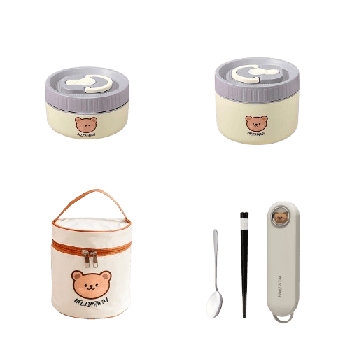Ensemble de 2 Lunchbox cylindriques isothermes pour enfants (1 litre) Lunchbox