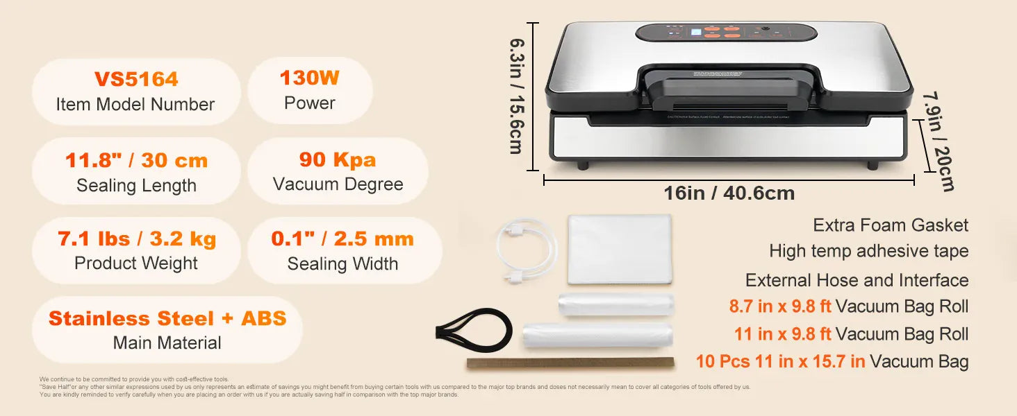 Machine Sous Vide Alimentaire 130W 90 kPa avec 10 Sacs Offerts sv