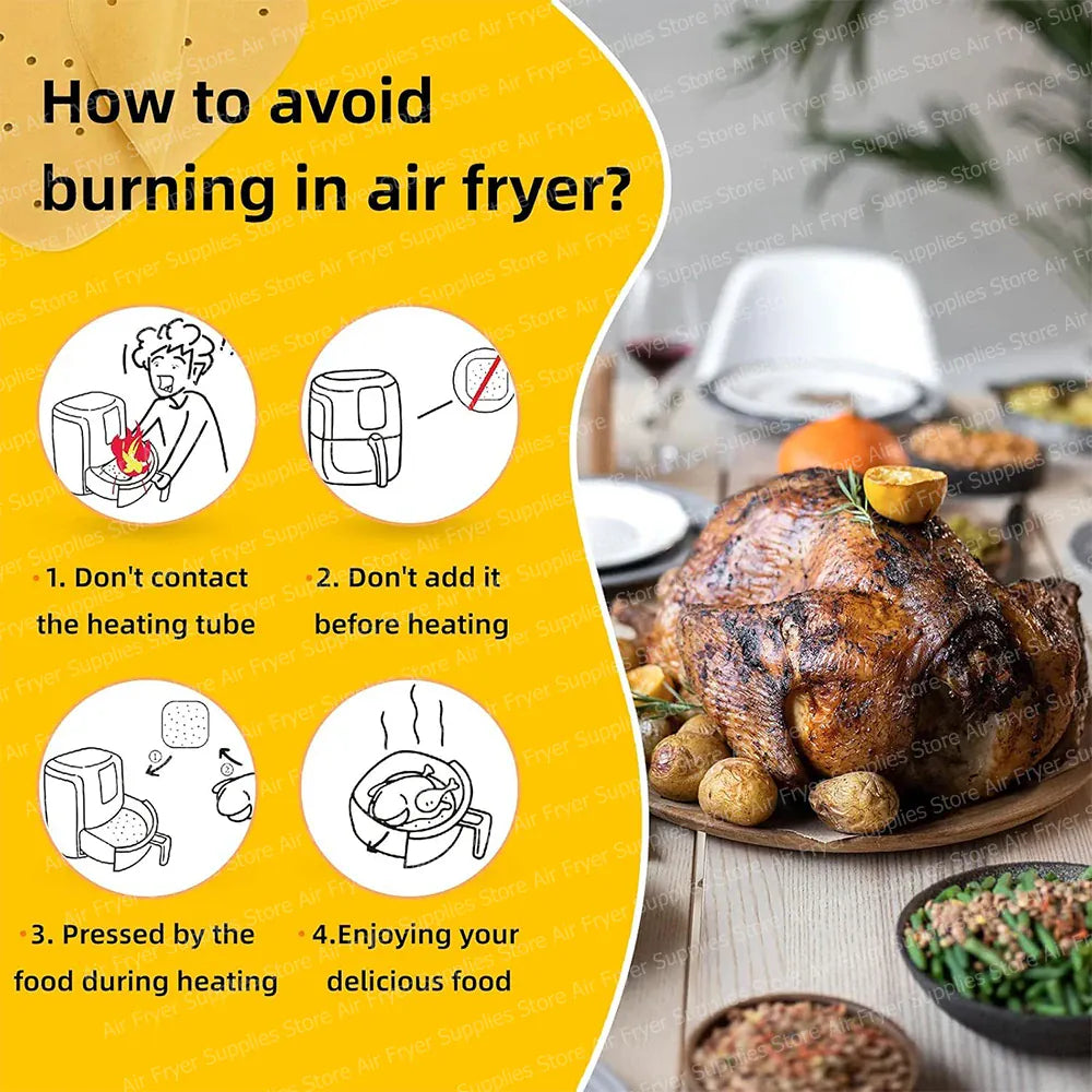 Papier Cuisson Air Fryer Jetable Antiadhésif Lot de 50 - 20 cm Air Fryer