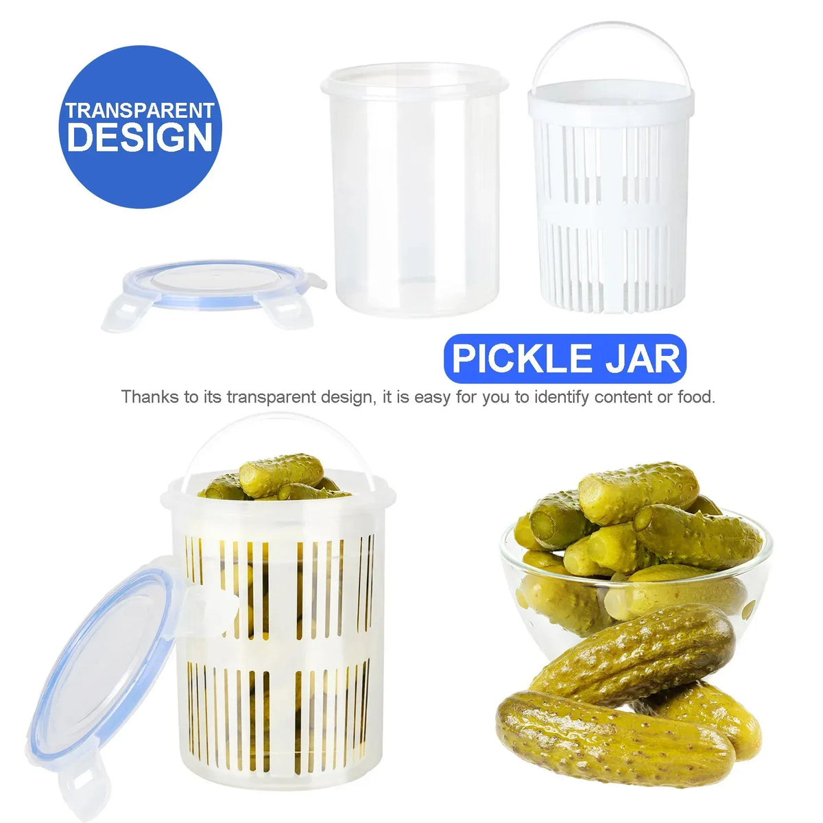 Bocal de Conservation avec Filtre pour Cornichons | 1,5 L Hermétique