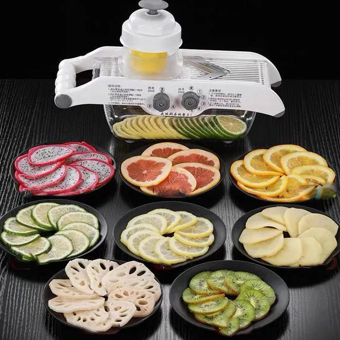 Mandoline Réglable Multifonctionnelle avec Panier - Coupe Légumes et Fruits Mandoline