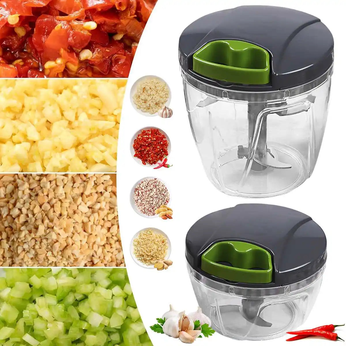 Mini Hachoir 1000ml Manuel | Coupe Légumes Ail Fruits et Herbes mini hachoir
