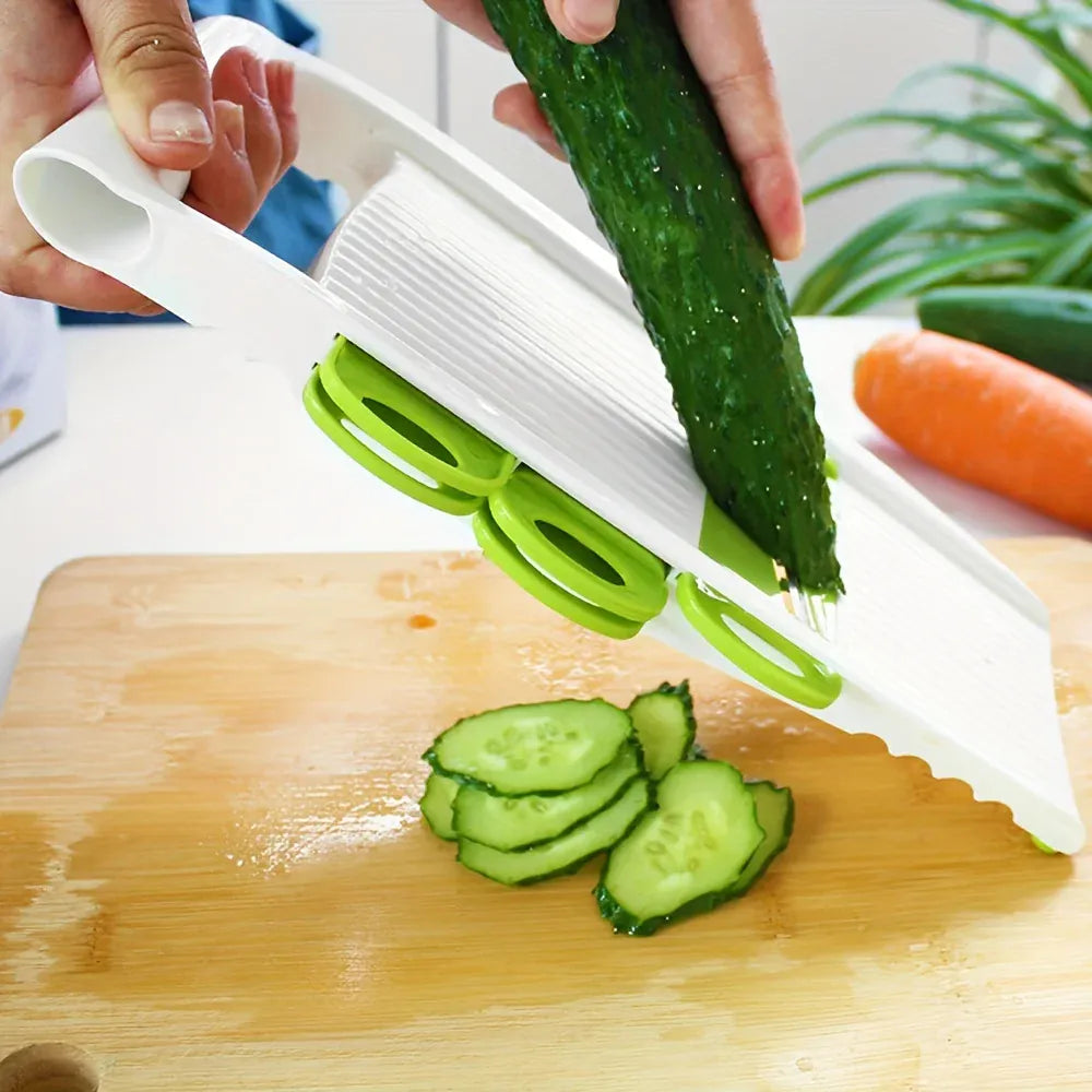 Mandoline à Lames en Acier Inoxydable 5 Pièces avec Protecteurs Mandoline