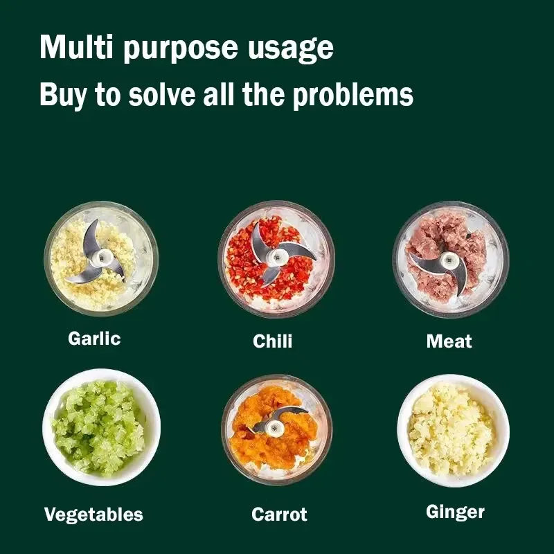 Mini Hachoir Électrique Sans Fil 260 ml — Ail, Légumes, Viande mini hachoir
