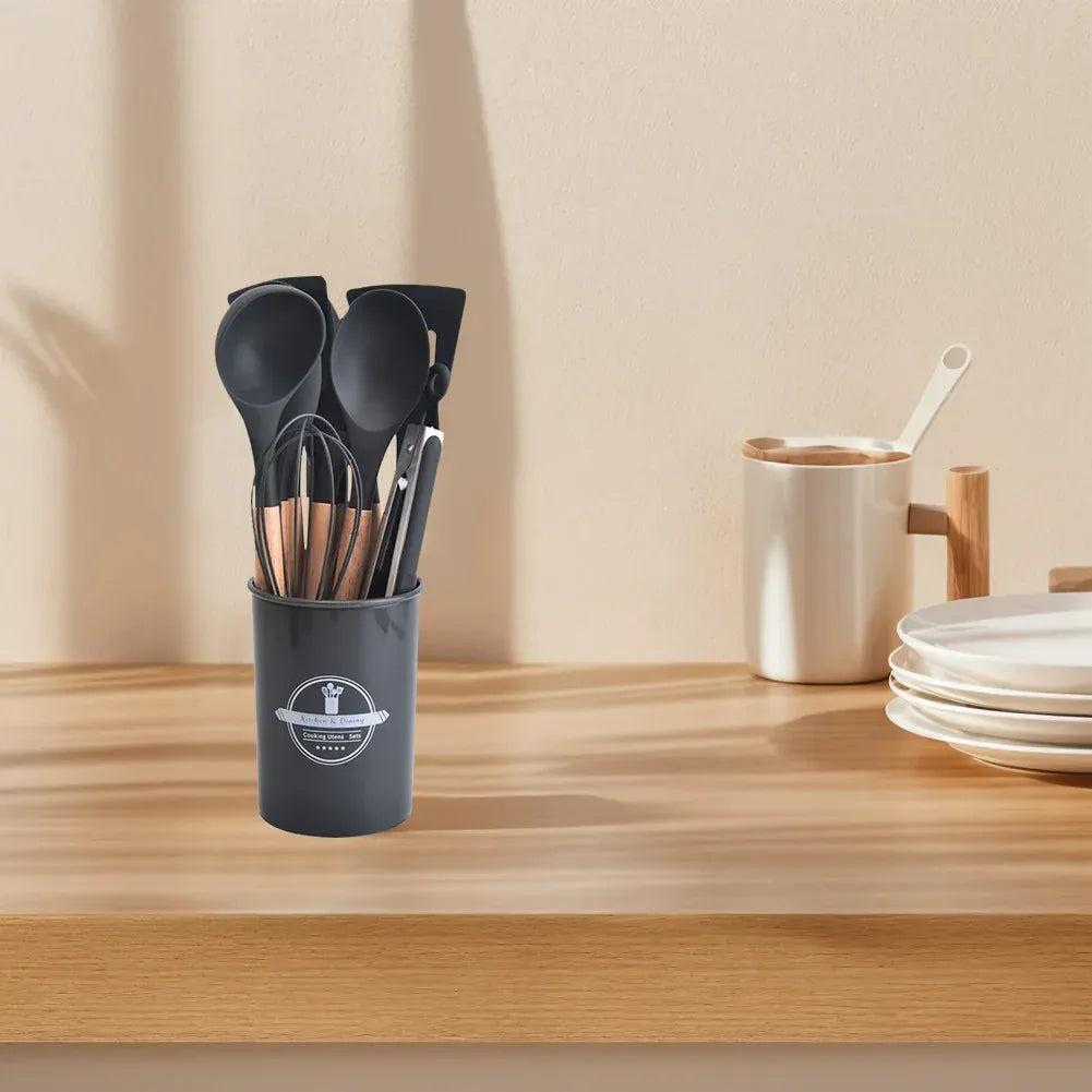 Set Ustensiles Silicone 12 Pièces | Résistant à la Chaleur avec Support spatule en silicone