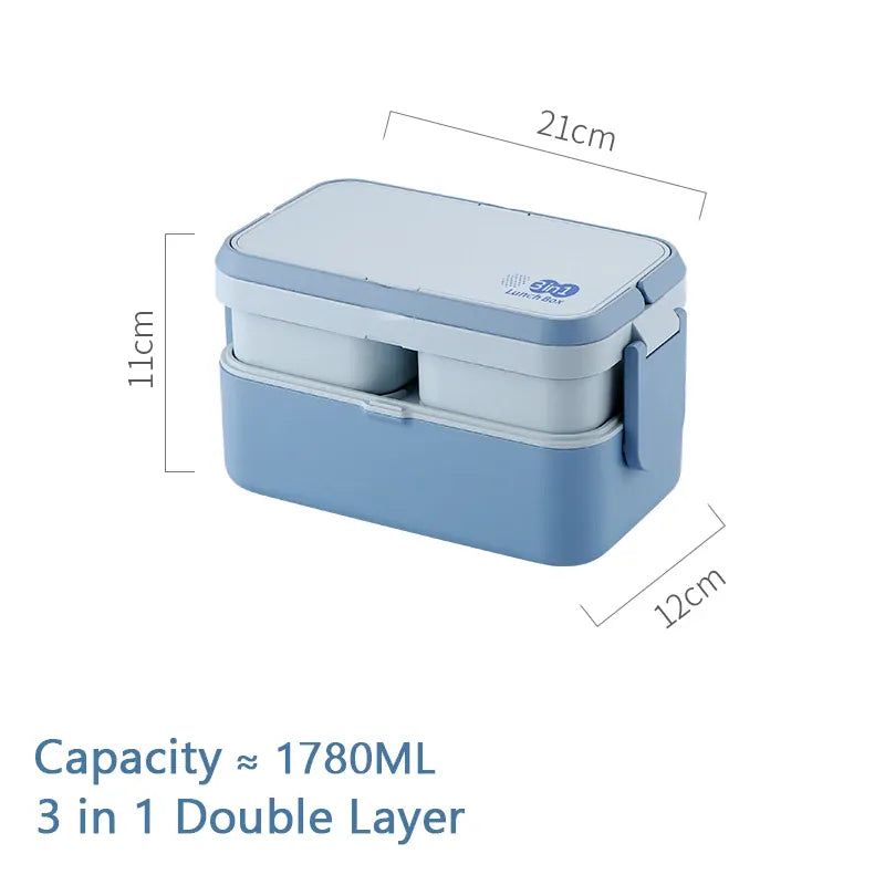 Bento 2 Étages Bambou 760ml + 1200ml | Micro-ondable et Compartimenté Bento